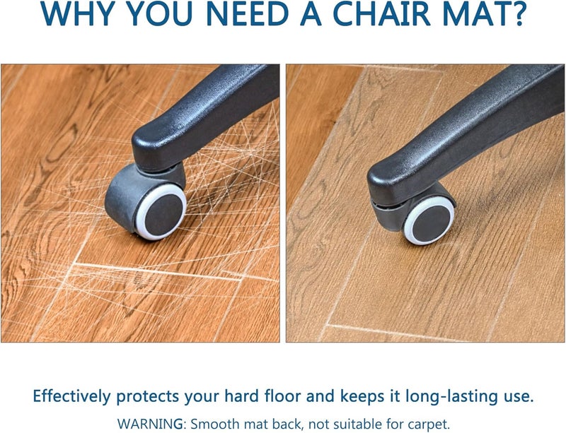 Futurwit Desk Chair Mat for Hard Floors, 55" x 35" Office Clear Protector Mat for Hardwood, Easy Glide Plastic Floor Mat for Office Home (Rectangle) - Image 5